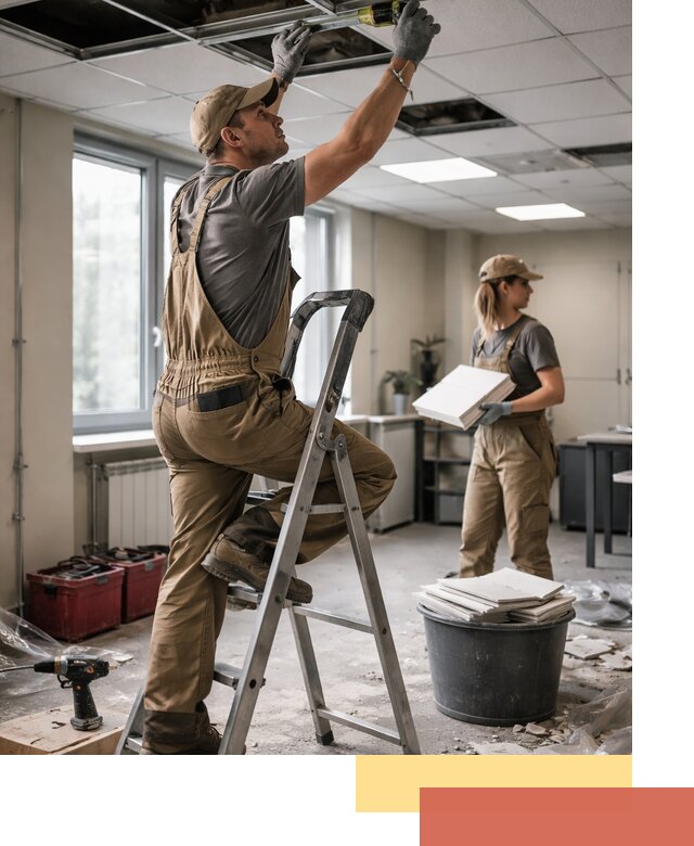 Ремонт потолка Армстронг и замена плит в Кронштадте