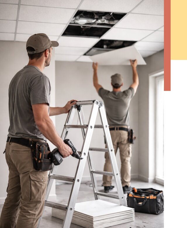 Обслуживание подвесного потолка в Кронштадте от 3652 руб. — быстро и недорого | ОТДЕЛОЧНИК-Крн