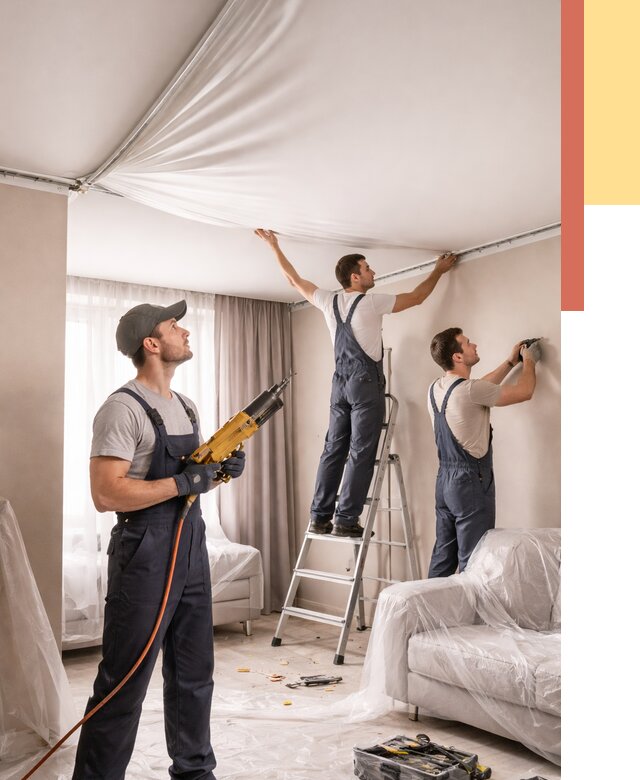 Установка натяжного потолка в Кронштадте от 4695 руб. | Быстро и недорого — ОТДЕЛОЧНИК-Крн