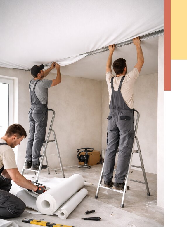 Монтаж тканевого натяжного потолка в Кронштадте от 3652 руб. под ключ | ОТДЕЛОЧНИК-Крн