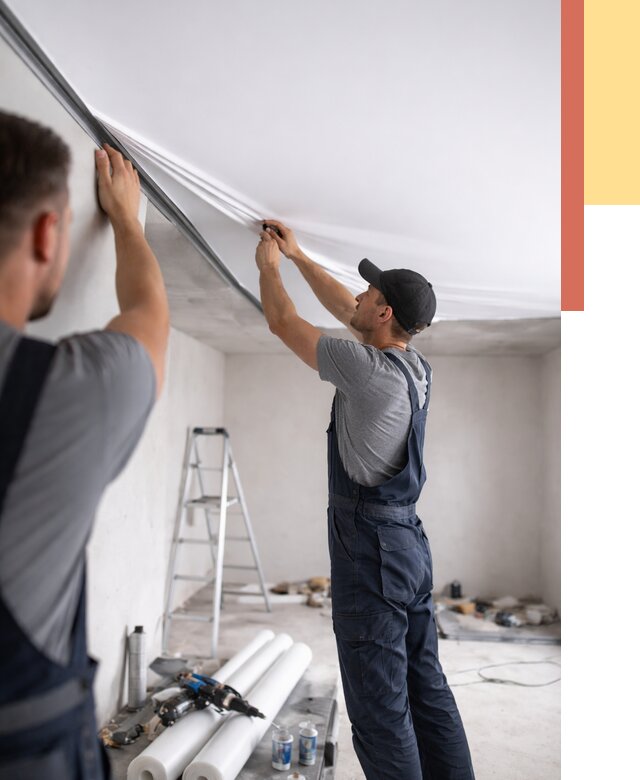 Монтаж матового натяжного потолка в Кронштадте от 4695 руб./м² — быстро и недорого | ОТДЕЛОЧНИК-Крн