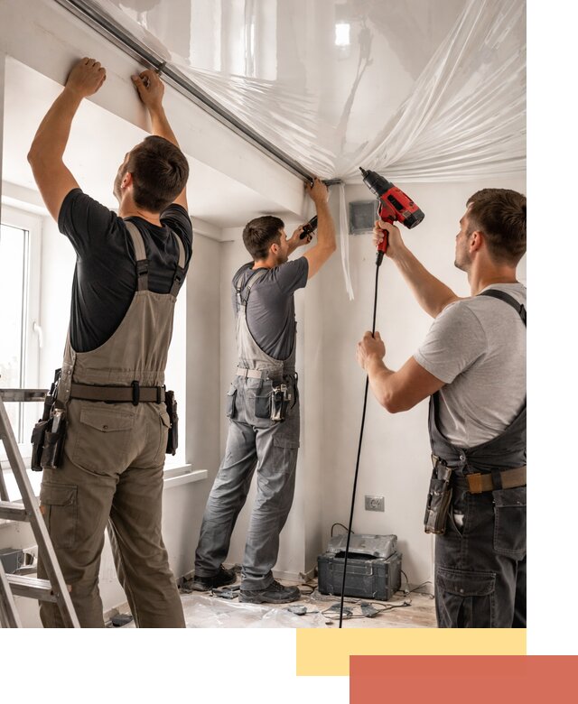 Монтаж глянцевого натяжного потолка в Кронштадте быстро и качественно