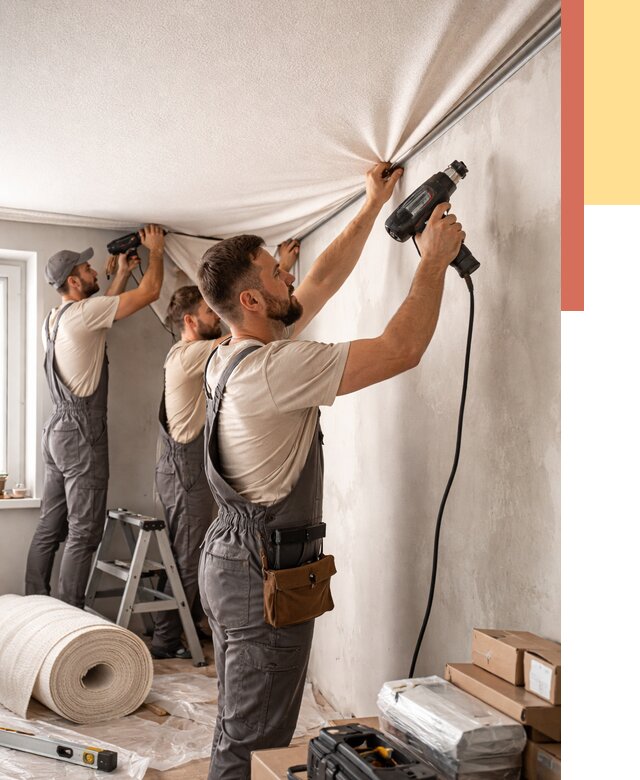 Монтаж фактурного натяжного потолка в Кронштадте от 783 руб. — ОТДЕЛОЧНИК-Крн