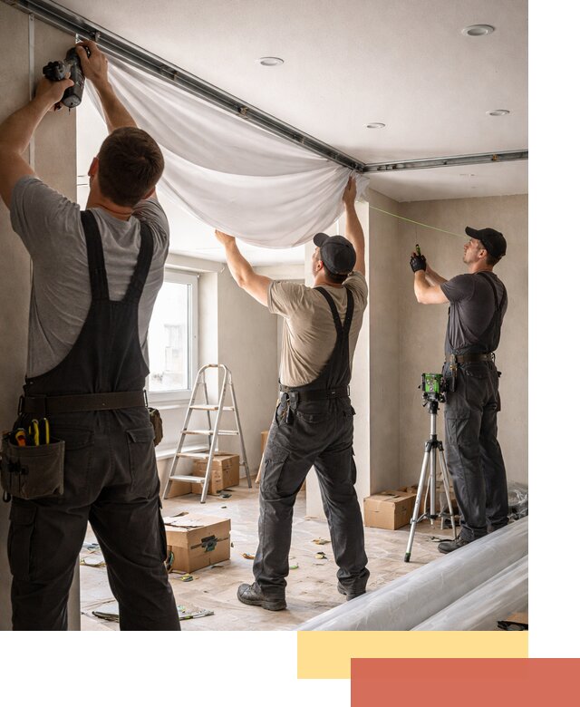 Монтаж парящего натяжного потолка под ключ в Кронштадте