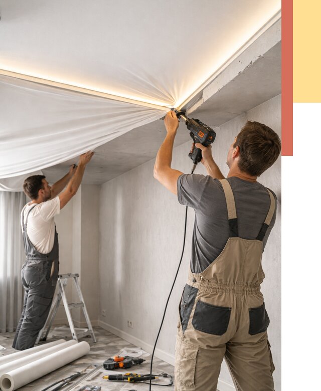 Монтаж натяжного потолка с подсветкой в Кронштадте от 991 руб. | ОТДЕЛОЧНИК-Крн