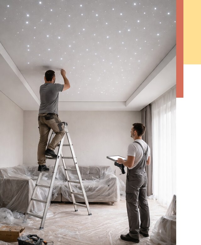 Монтаж натяжного потолка «звездное небо» в Кронштадте от 6782 руб. | ОТДЕЛОЧНИК-Крн