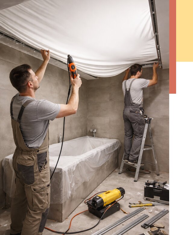 Монтаж натяжного потолка в ванной в Кронштадте от 1252 руб. под ключ | ОТДЕЛОЧНИК-Крн