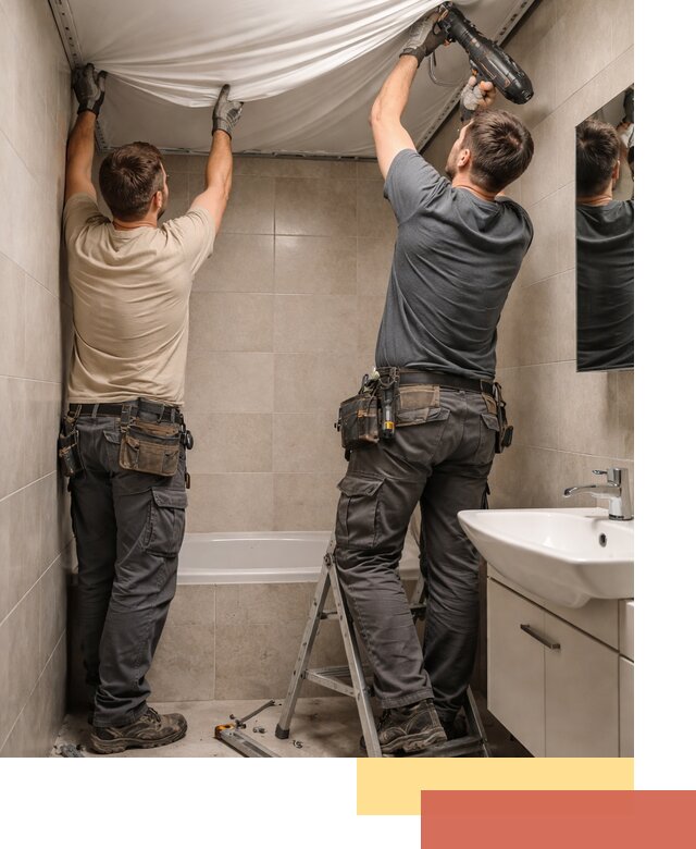 Монтаж натяжного потолка в ванной в Кронштадте быстро и качественно