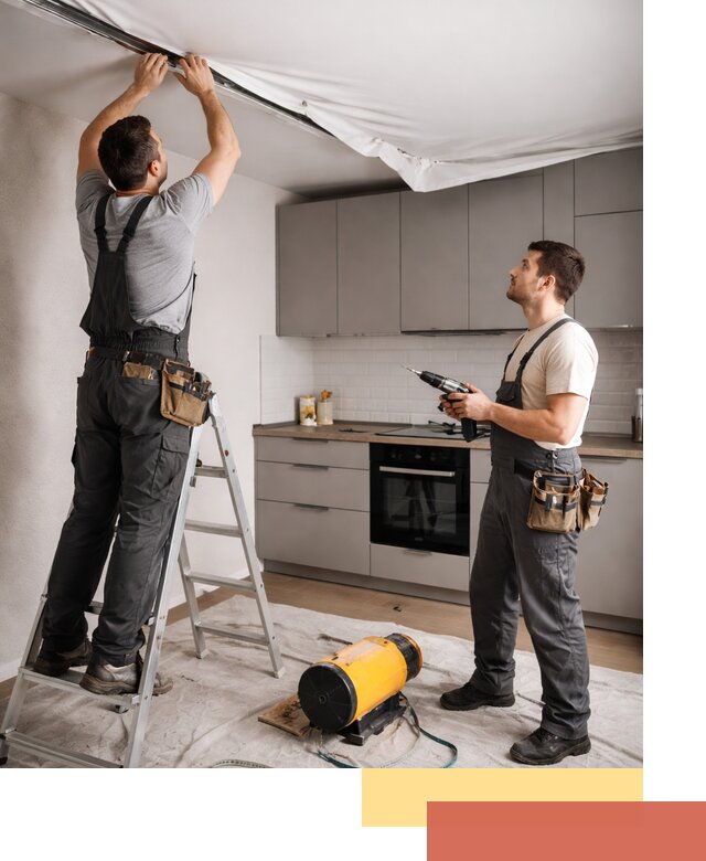 Монтаж натяжного потолка на кухне в Кронштадте