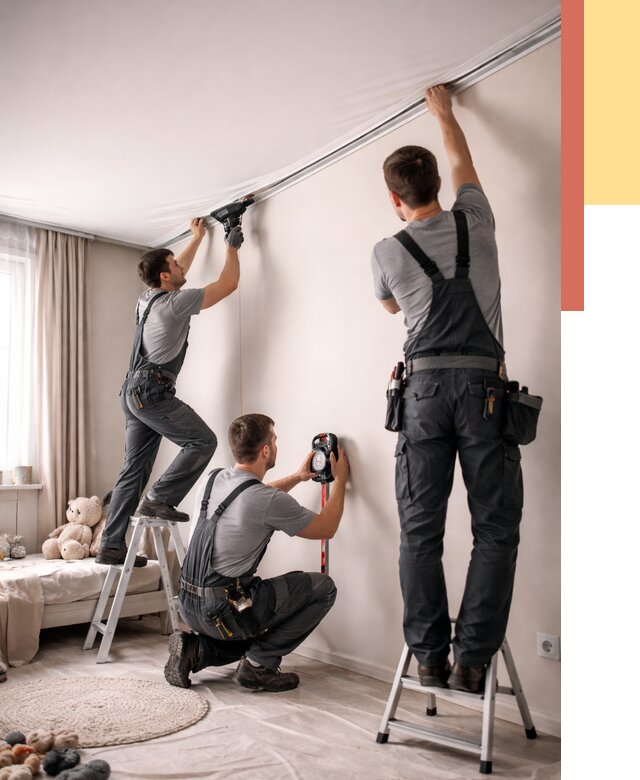 Монтаж натяжного потолка в детской в Кронштадте от 3652 руб. — быстро и недорого | ОТДЕЛОЧНИК-Крн