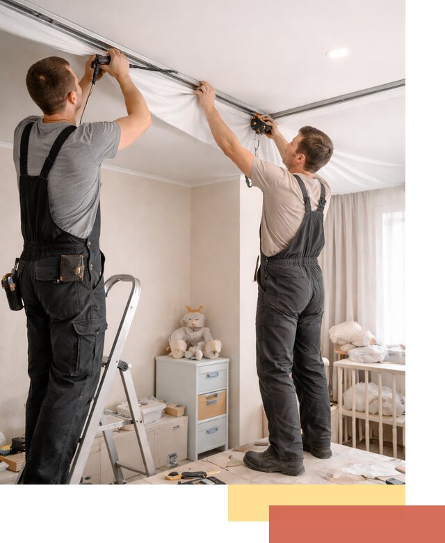 Монтаж натяжного потолка в детской комнате в Кронштадте