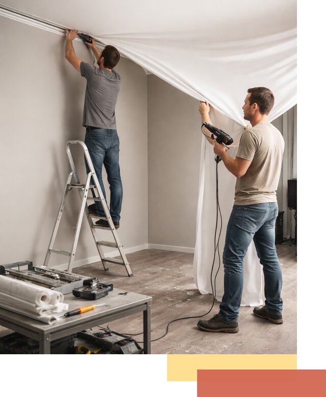 Монтаж натяжного потолка в студии в Кронштадте