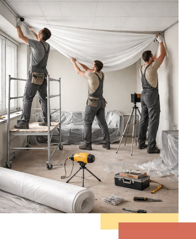 Монтаж натяжного потолка в офисе в Кронштадте