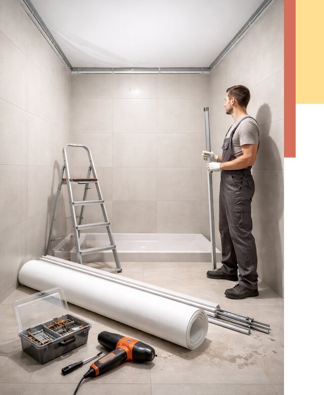 Монтаж натяжного потолка в санузле в Кронштадте от 1930 руб. — ОТДЕЛОЧНИК-Крн