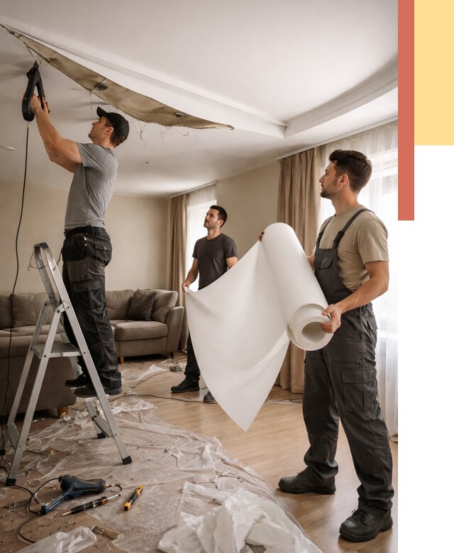 Замена полотна натяжного потолка в Кронштадте от 9912 руб. быстро и недорого | ОТДЕЛОЧНИК-Крн