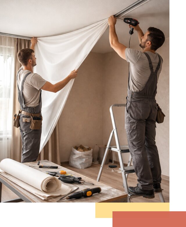 Замена полотна натяжного потолка в Кронштадте быстро и качественно