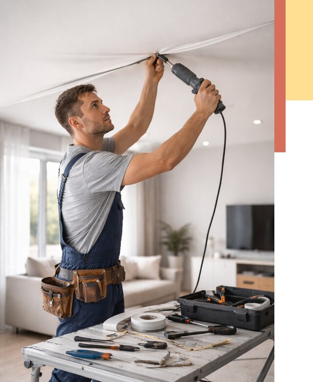 Ремонт натяжных потолков в Кронштадте от 9912 руб. под ключ — ОТДЕЛОЧНИК-Крн