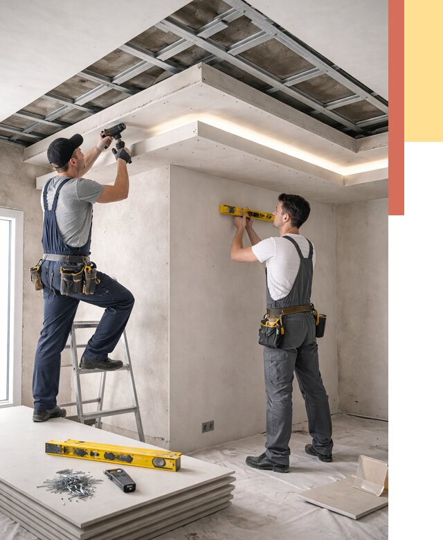 Двухуровневый потолок из гипсокартона в Кронштадте от 1513 руб. под ключ | ОТДЕЛОЧНИК-Крн