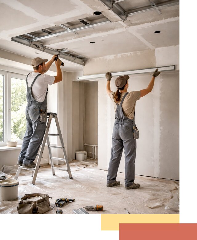 Монтаж многоуровневого потолка из гипсокартона в Кронштадте