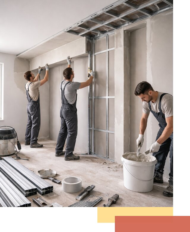 Монтаж потолка из гипсокартона с нишей в Кронштадте