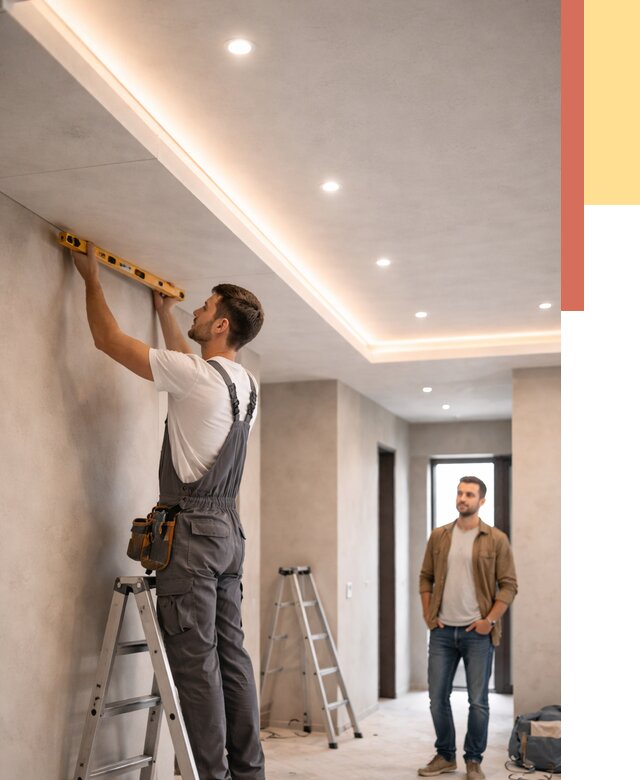 Потолок из гипсокартона с подсветкой в Кронштадте от 783 руб./м2 под ключ | ОТДЕЛОЧНИК-Крн