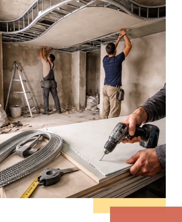 Криволинейный потолок из гипсокартона в Кронштадте — монтаж и отделка