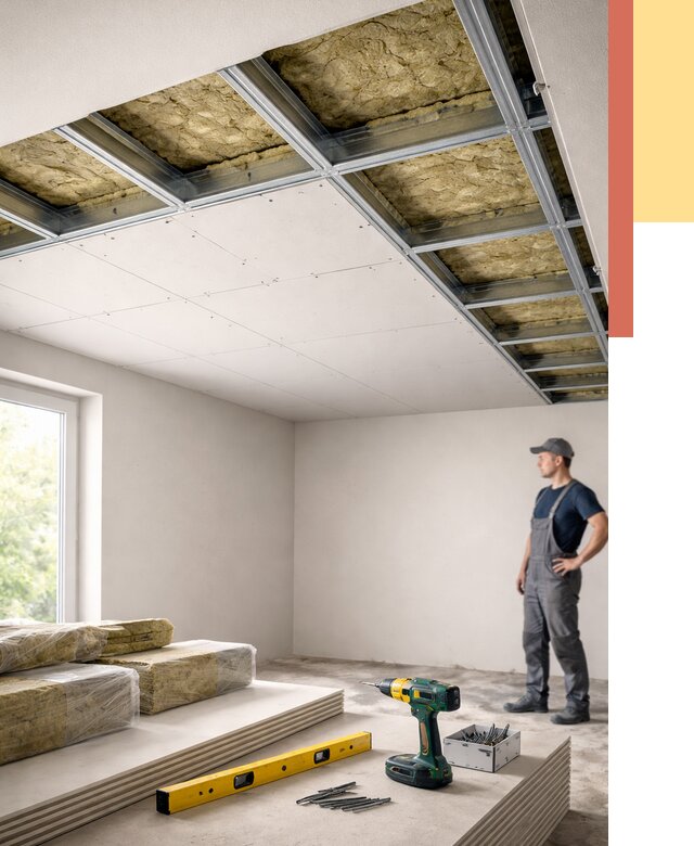 Звукоизоляция потолка ГКЛ в Кронштадте от 991 руб. — монтаж под ключ | ОТДЕЛОЧНИК-Крн