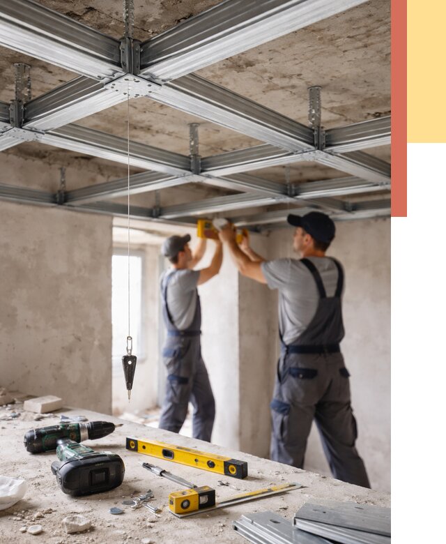 Монтаж каркаса потолка из профиля в Кронштадте от 4695 руб. — услуги ОТДЕЛОЧНИК-Крн