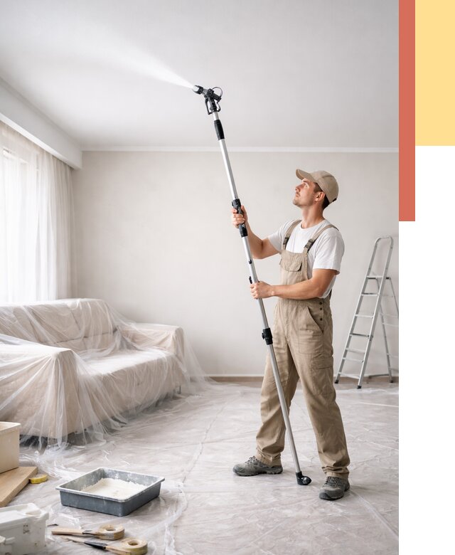 Покраска потолка краскопультом в Кронштадте от 4695 руб. быстро и недорого | ОТДЕЛОЧНИК-Крн