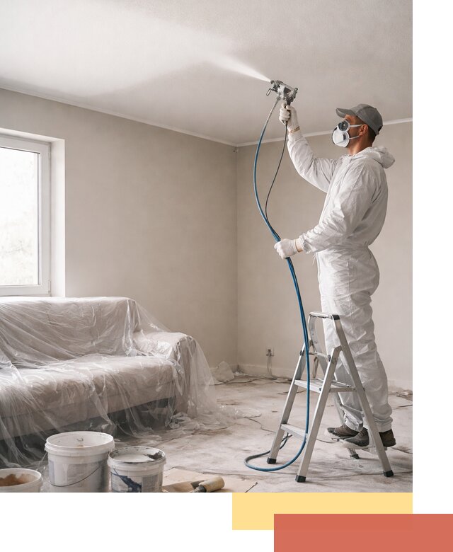 Покраска потолка краскопультом в Кронштадте быстро и качественно