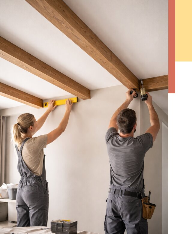 Монтаж декоративных балок на потолок в Кронштадте от 4382 руб. — ОТДЕЛОЧНИК-Крн